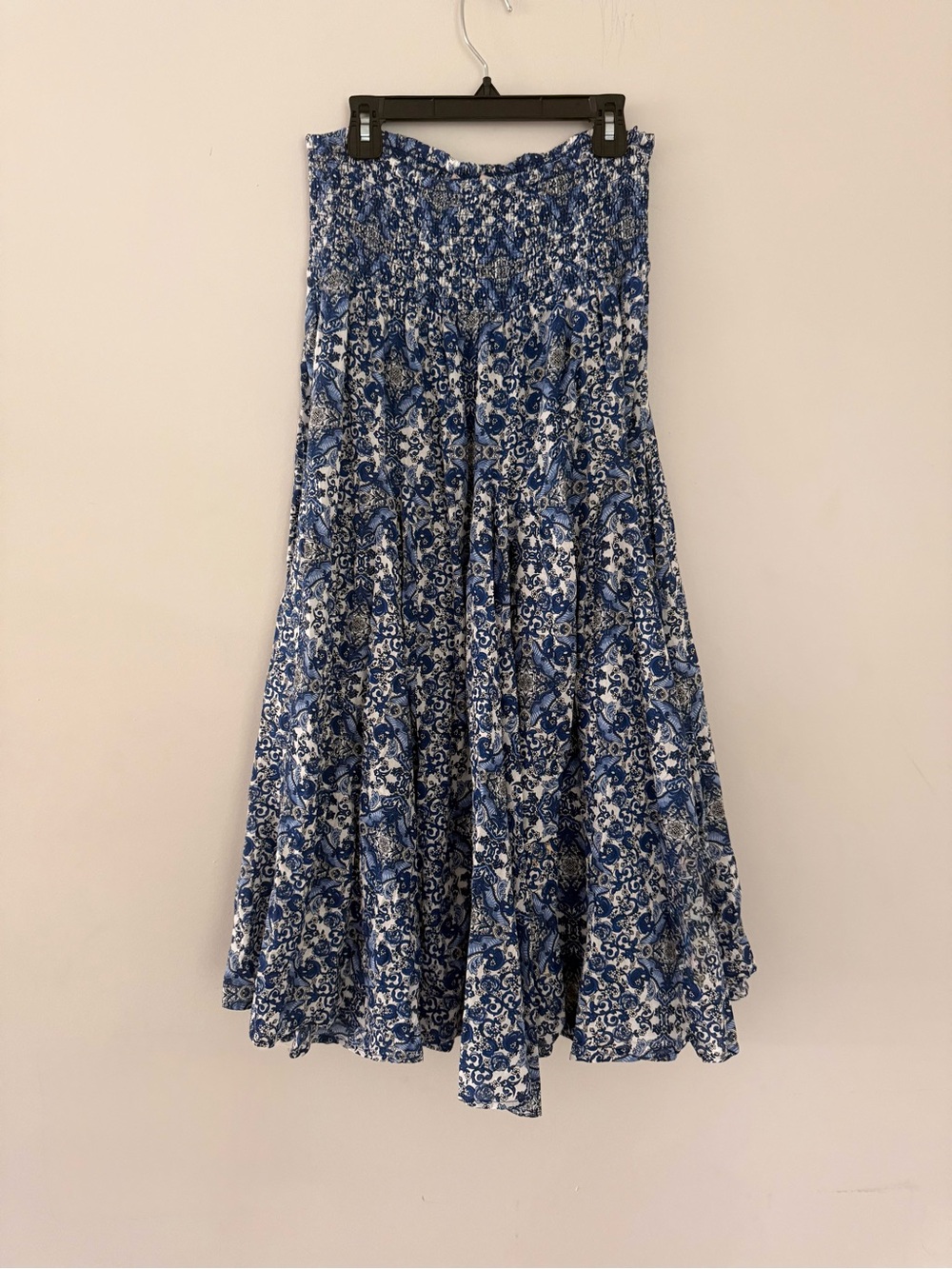 Philosophy Floral Boho Maxi Skirt Blue Floral 100% Cotton Size M